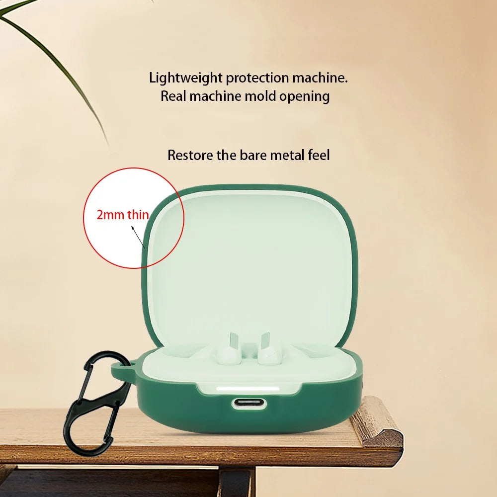 For Xiaomi Redmi Buds 7s Silicone Case Wireless Earphones Protective Cover with Anti-Lost Buckle - Blackish Green - 4