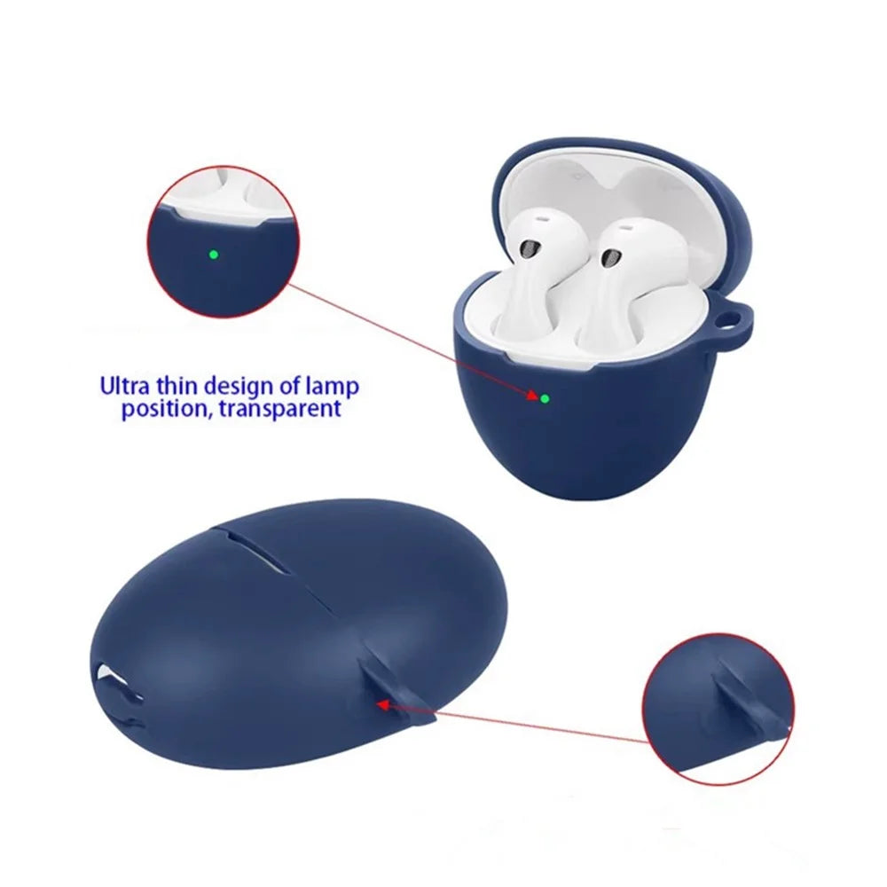 For Huawei FreeBuds 6 Silicone Case Wireless Earphones Protective Cover with Anti-Lost Buckle - Dark Blue - 4