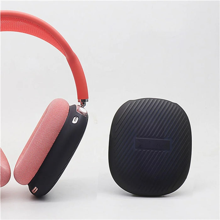 1 Pair Stripe Design Silicone Headphone Protective Case Cover for Airpods Max - Black - 3