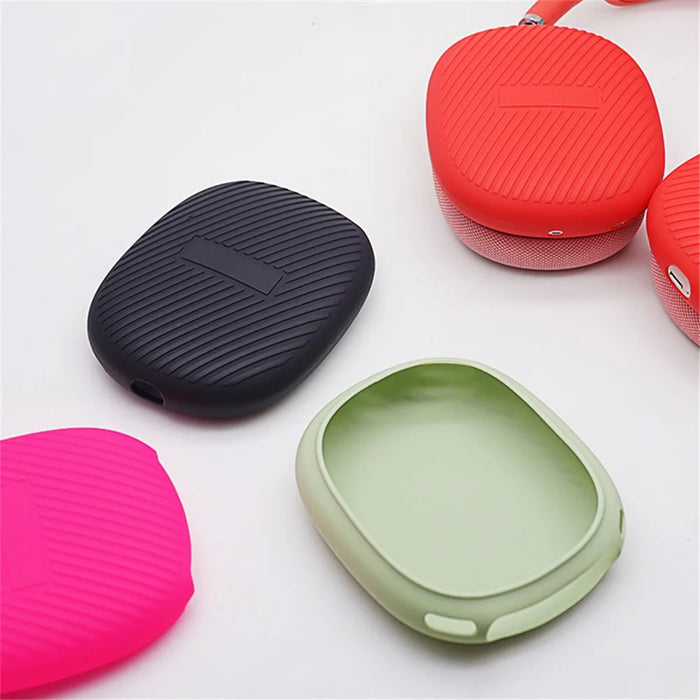 1 Pair Stripe Design Silicone Headphone Protective Case Cover for Airpods Max - Black - 7