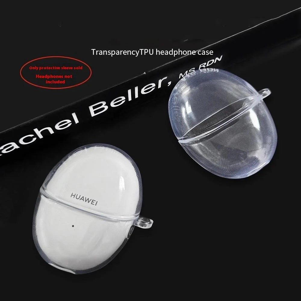 For Huawei FreeBuds 6 TPU Clear Case Wireless Earphones Protective Cover with Anti-Lost Buckle - 4