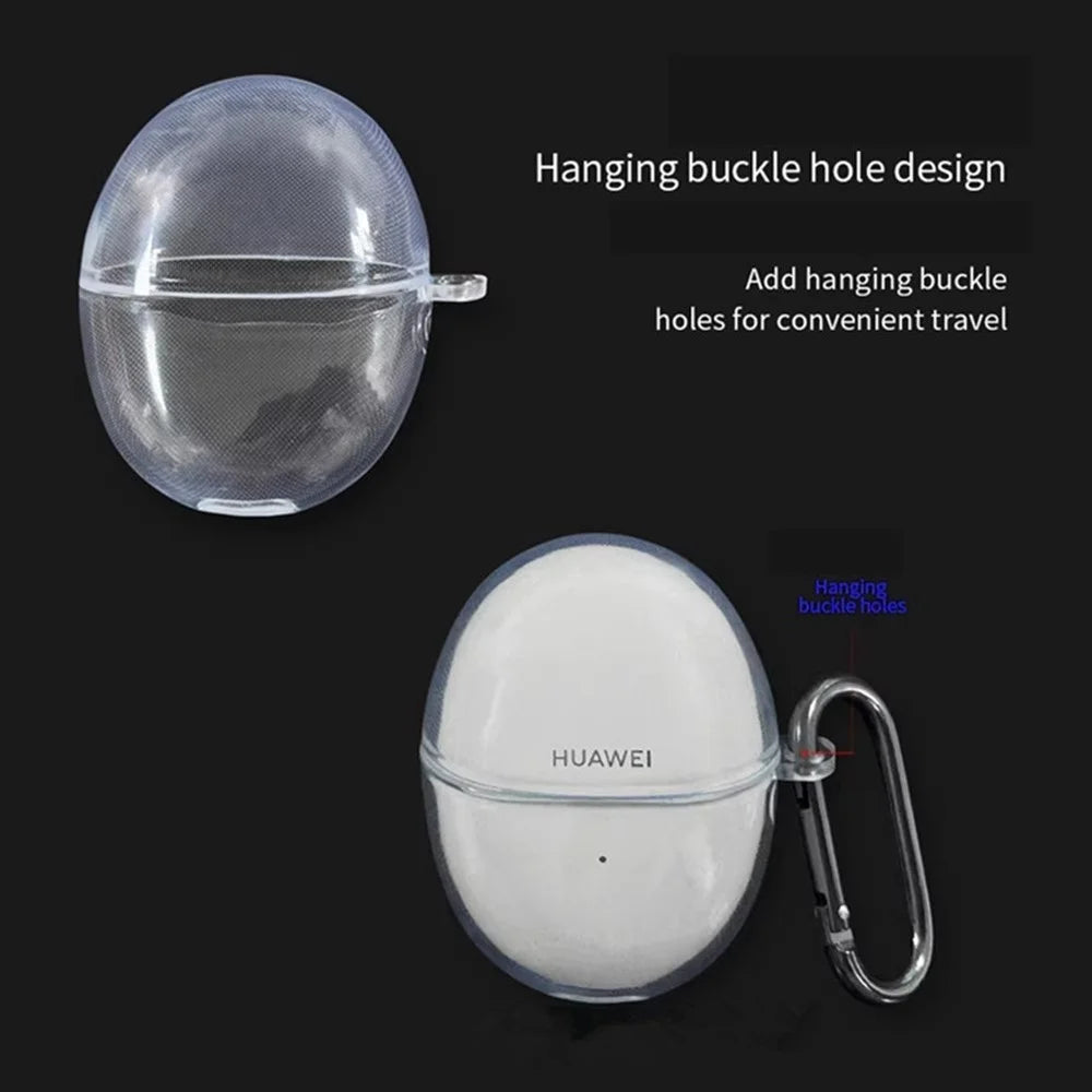 For Huawei FreeBuds 6 TPU Clear Case Wireless Earphones Protective Cover with Anti-Lost Buckle - 5