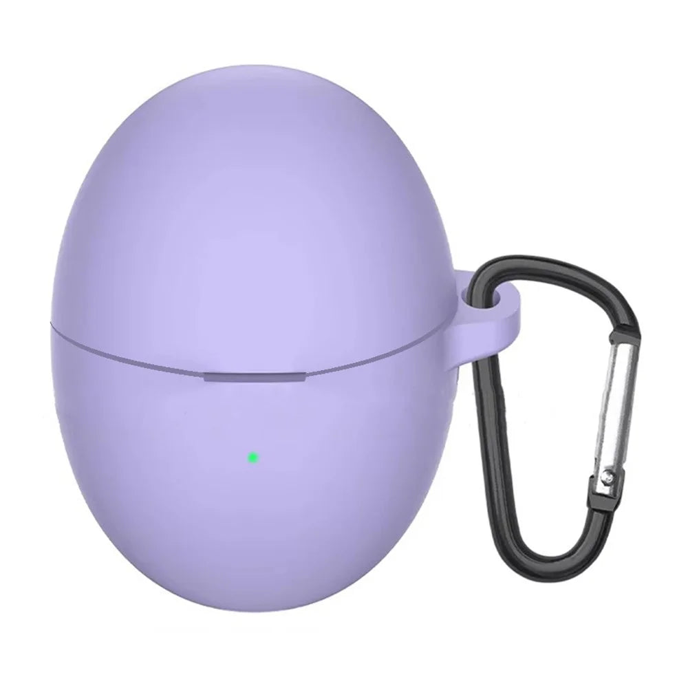 For Huawei FreeBuds 6 Silicone Case Wireless Earphone Anti-Scratch Protective Cover with Carabiner - Purple - 1
