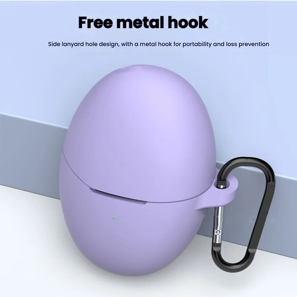 For Huawei FreeBuds 6 Silicone Case Wireless Earphone Anti-Scratch Protective Cover with Carabiner - Purple - 4