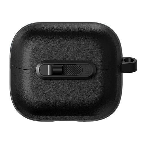 For Samsung Galaxy Buds3 Pro  /  Buds3 Protective Case Lock Buckle Switch TPU + PC Wireless Earphones Cover with Carabiner - Black - 1