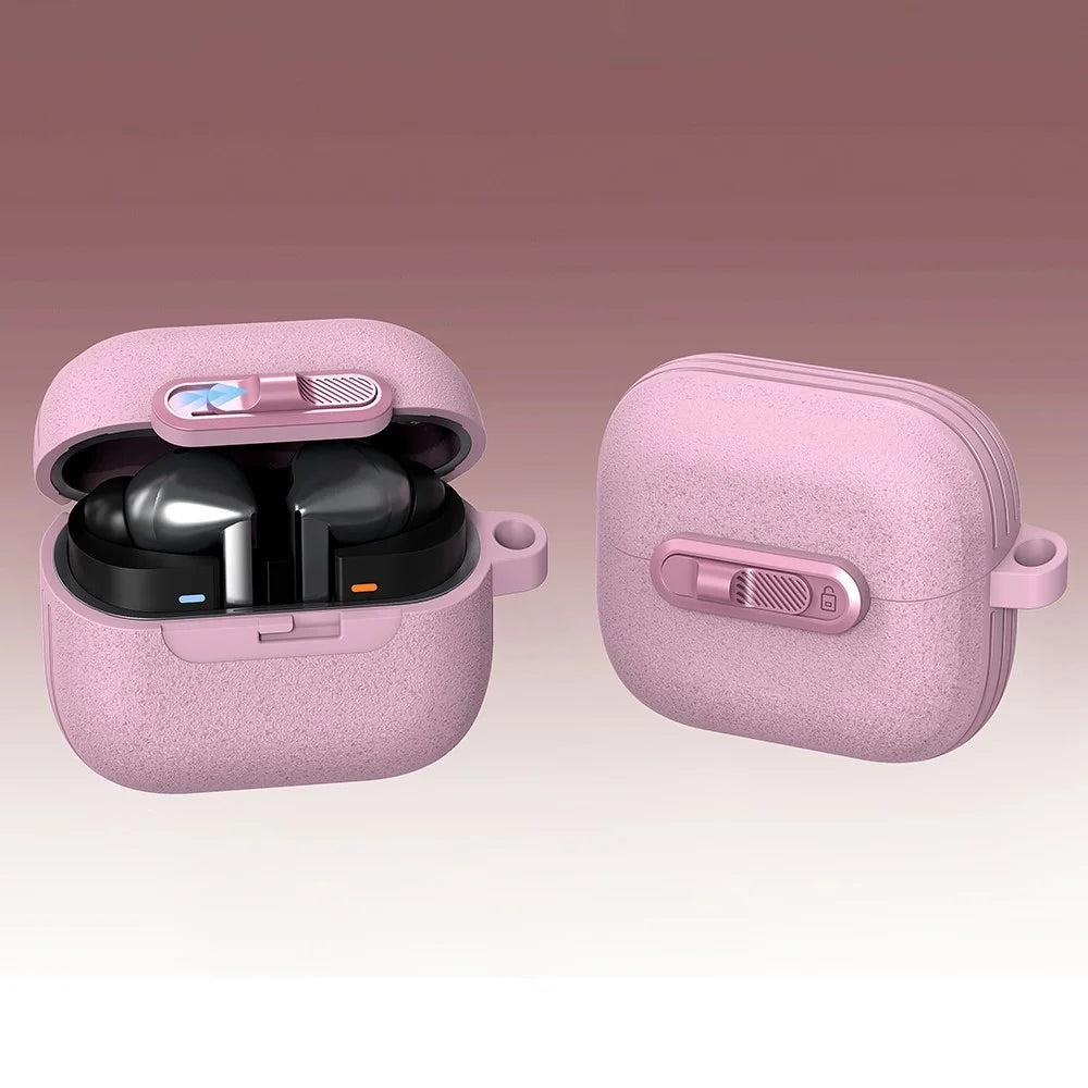For Samsung Galaxy Buds3 Pro  /  Buds3 Protective Case Lock Buckle Switch TPU + PC Wireless Earphones Cover with Carabiner - Black - 3