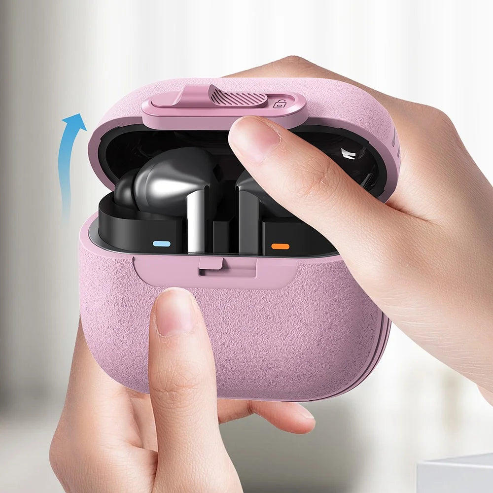 For Samsung Galaxy Buds3 Pro  /  Buds3 Protective Case Lock Buckle Switch TPU + PC Wireless Earphones Cover with Carabiner - Black - 6