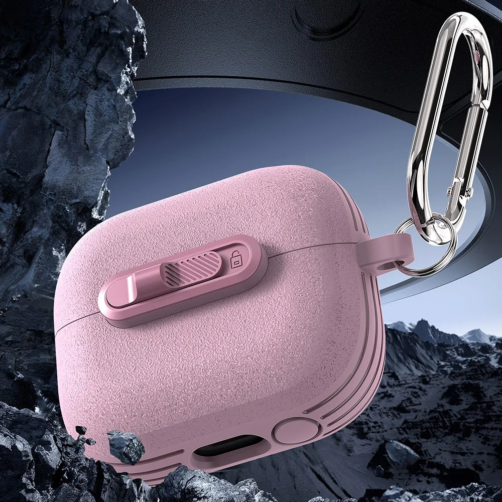 For Samsung Galaxy Buds3 Pro  /  Buds3 Protective Case Lock Buckle Switch TPU + PC Wireless Earphones Cover with Carabiner - Black - 7