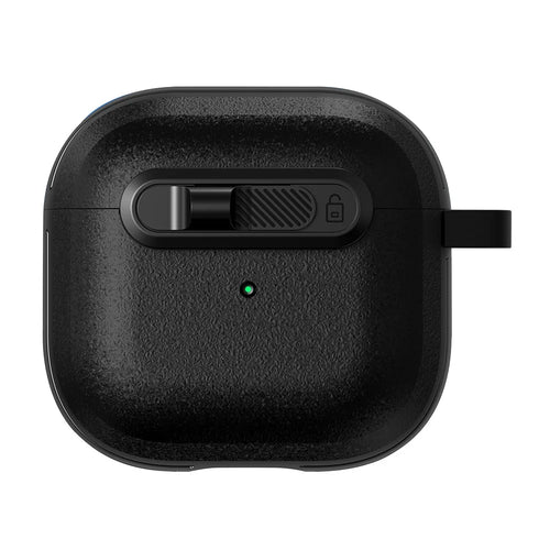For Apple AirPods 3 Protective Case Lock Buckle Switch TPU + PC Wireless Earphones Cover with Carabiner - Black - 1