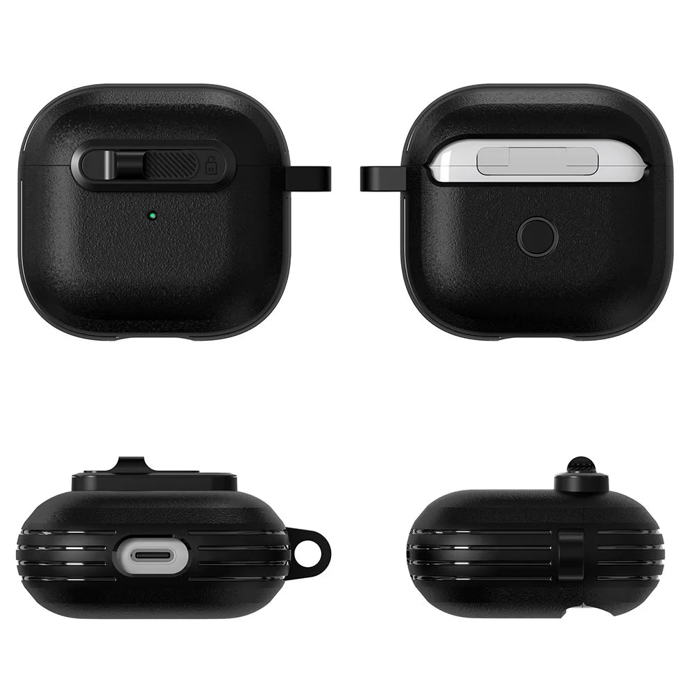 For Apple AirPods 3 Protective Case Lock Buckle Switch TPU + PC Wireless Earphones Cover with Carabiner - Black - 2