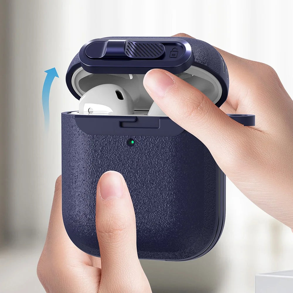 For Apple AirPods with Wireless Charging Case (2019)  /  AirPods with Charging Case (2019)  /  (2016) Earphones Cover with Carabiner - Dark Blue - 6