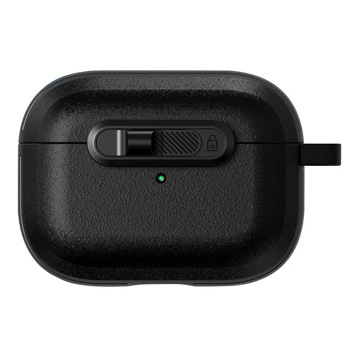 For AirPods Pro 2 Protective Case Lock Buckle Switch TPU + PC Wireless Earphones Cover with Carabiner - Black - 1