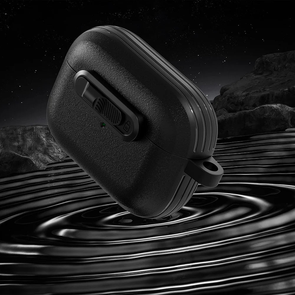 For AirPods Pro 2 Protective Case Lock Buckle Switch TPU + PC Wireless Earphones Cover with Carabiner - Black - 5