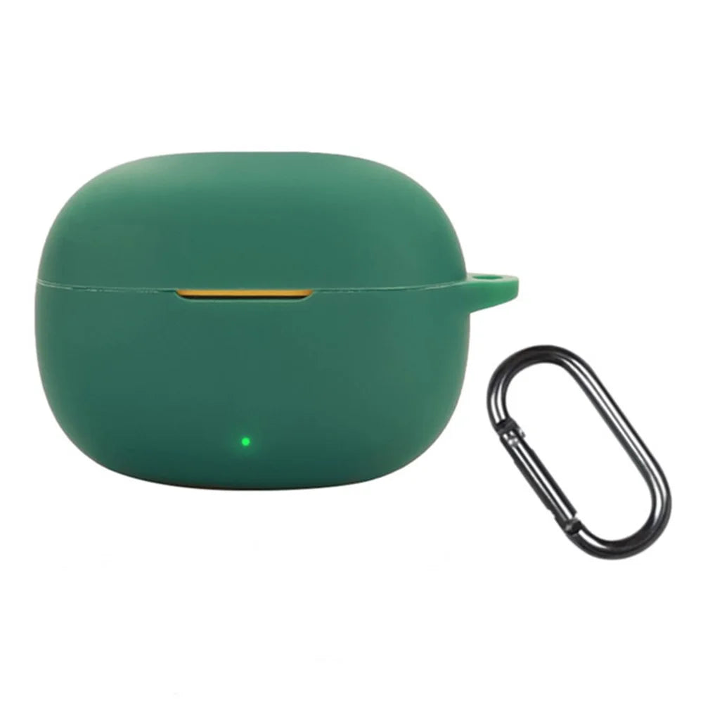For Realme Buds T200 Lite Silicone Case Wireless Earphones Protective Cover with Anti-Lost Buckle - Blackish Green - 1