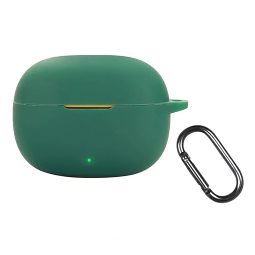 For Realme Buds T200 Lite Silicone Case Wireless Earphones Protective Cover with Anti-Lost Buckle - Blackish Green - 1