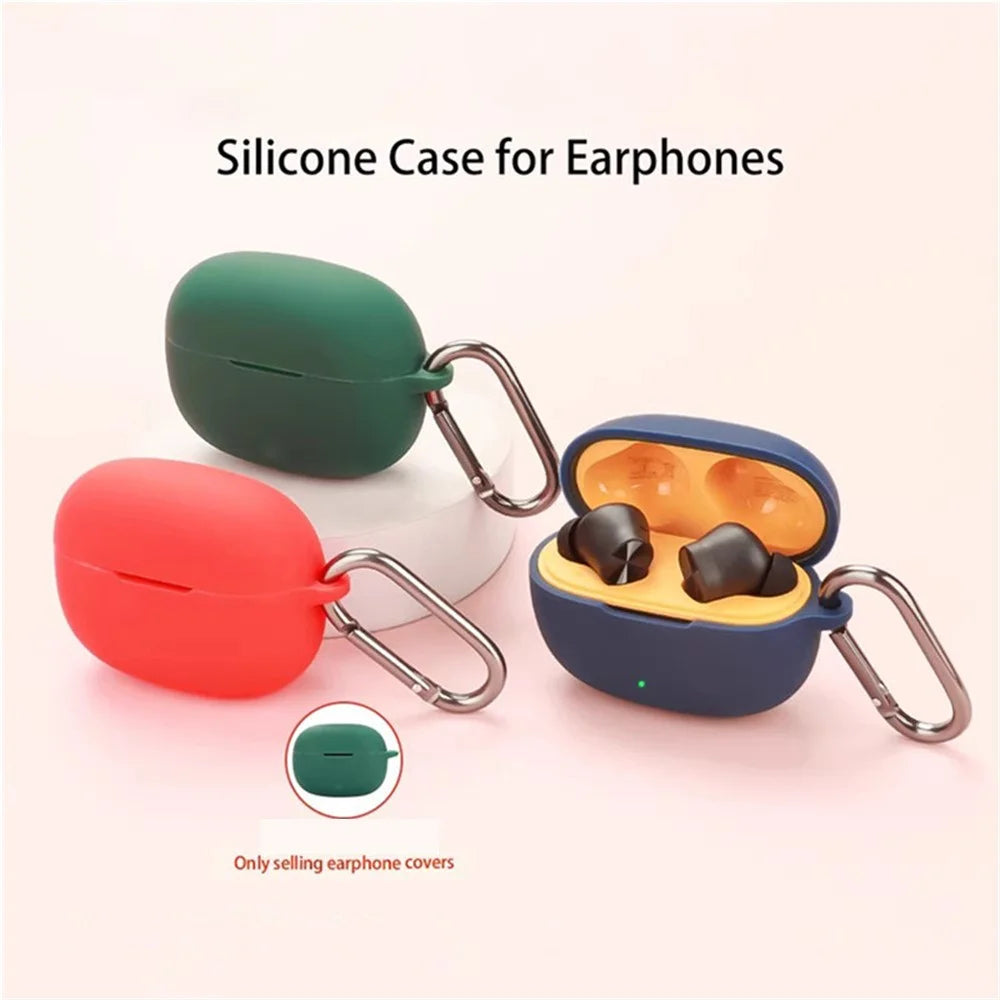 For Realme Buds T200 Lite Silicone Case Wireless Earphones Protective Cover with Anti-Lost Buckle - Blackish Green - 6