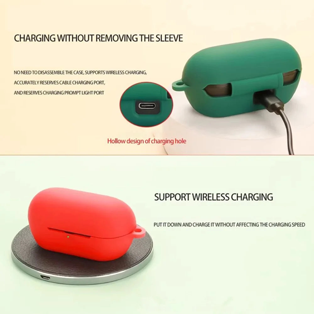 For Sony WF-C710N Silicone Case Wireless Earphones Protective Cover with Anti-Lost Buckle - Blackish Green - 4