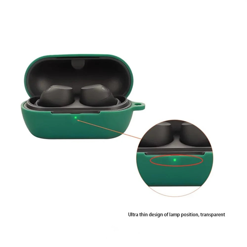 For Sony WF-C710N Silicone Case Wireless Earphones Protective Cover with Anti-Lost Buckle - Blackish Green - 7