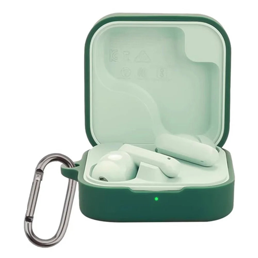 For CMF Buds 2 Silicone Case Wireless Earphones Protective Cover with Anti-Lost Buckle - Blackish Green - 2