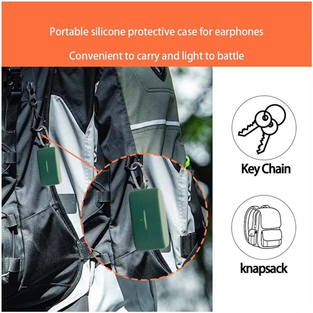For CMF Buds 2 Silicone Case Wireless Earphones Protective Cover with Anti-Lost Buckle - Blackish Green - 7