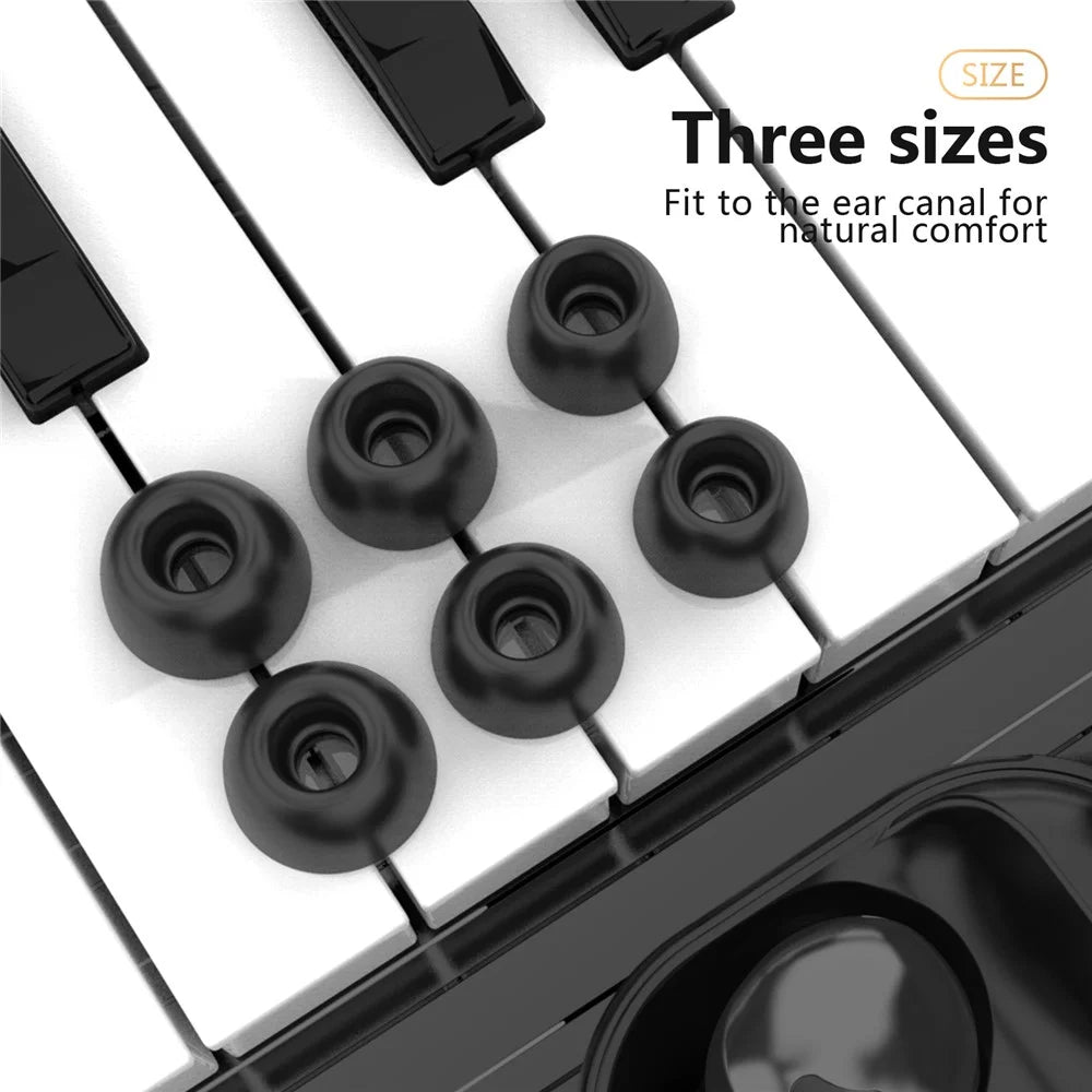 AHASTYLE PT168-B2 3 Pairs For Samsung Galaxy Buds2 Pro Silicone Ear Tips Replacement Earphone Caps, Size: S + M + L - Black - 3