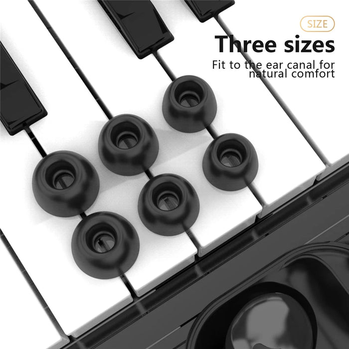 AHASTYLE PT168-B2 3 Pairs For Samsung Galaxy Buds2 Pro Silicone Ear Tips Replacement Earphone Caps, Size: S + M + L - Black - 3