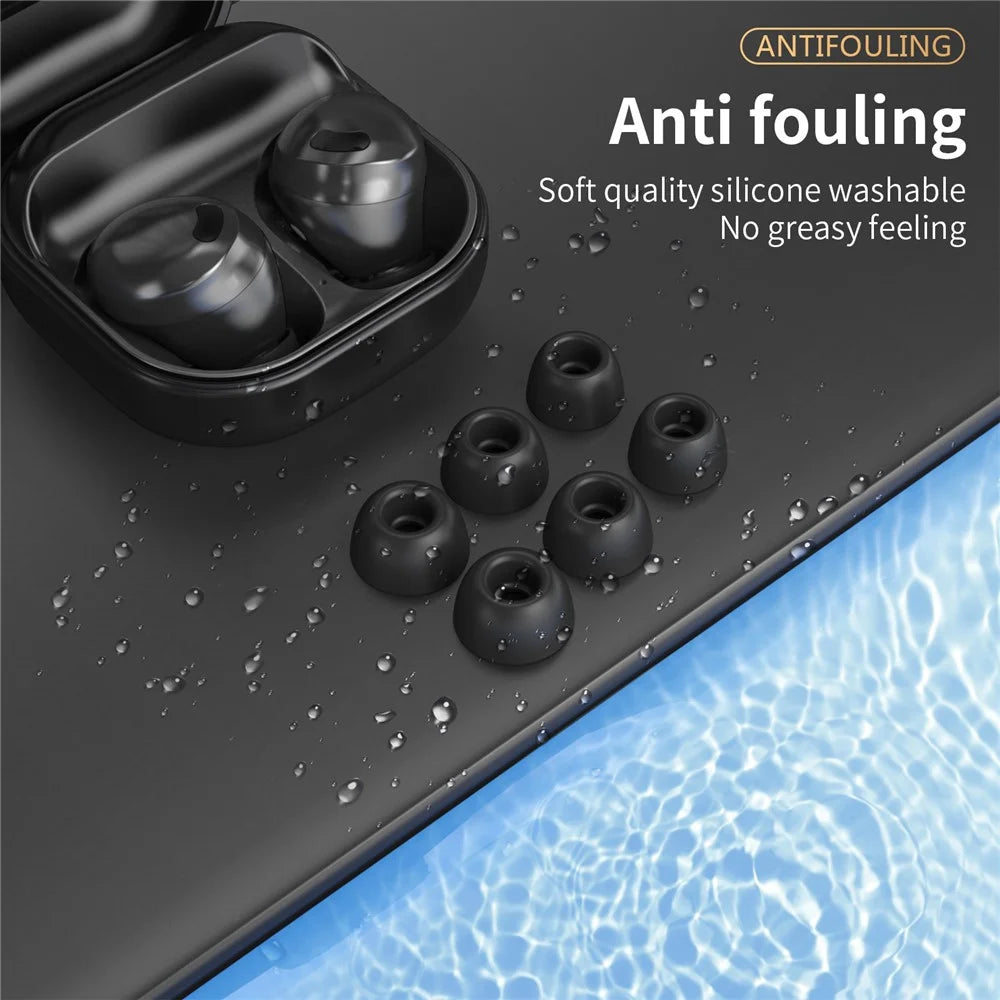 AHASTYLE PT168-B2 3 Pairs For Samsung Galaxy Buds2 Pro Silicone Ear Tips Replacement Earphone Caps, Size: S + M + L - Black - 6