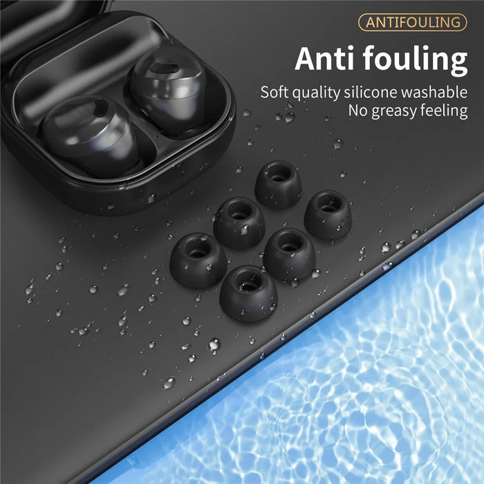 AHASTYLE PT168-B2 3 Pairs For Samsung Galaxy Buds2 Pro Silicone Ear Tips Replacement Earphone Caps, Size: S + M + L - Black - 6