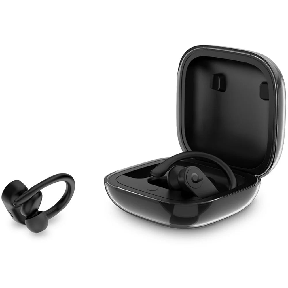 For Beats Powerbeats Pro 2 Case TPU Wireless Earphone Cover with Carabiner - Transparent Black - 2