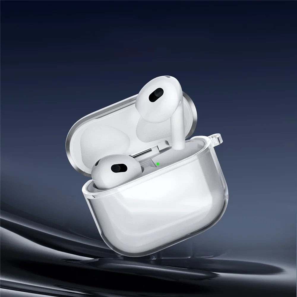 For Beats Powerbeats Pro 2 Case TPU Wireless Earphone Cover with Carabiner - Transparent Black - 3
