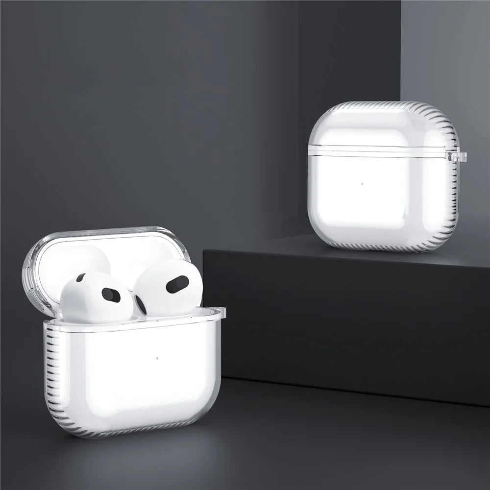For Beats Powerbeats Pro 2 Case TPU Wireless Earphone Cover with Carabiner - Transparent Black - 5