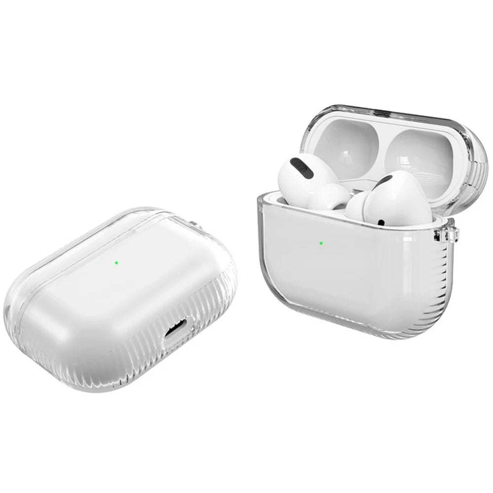 For Beats Powerbeats Pro 2 Case TPU Wireless Earphone Cover with Carabiner - Transparent Black - 6