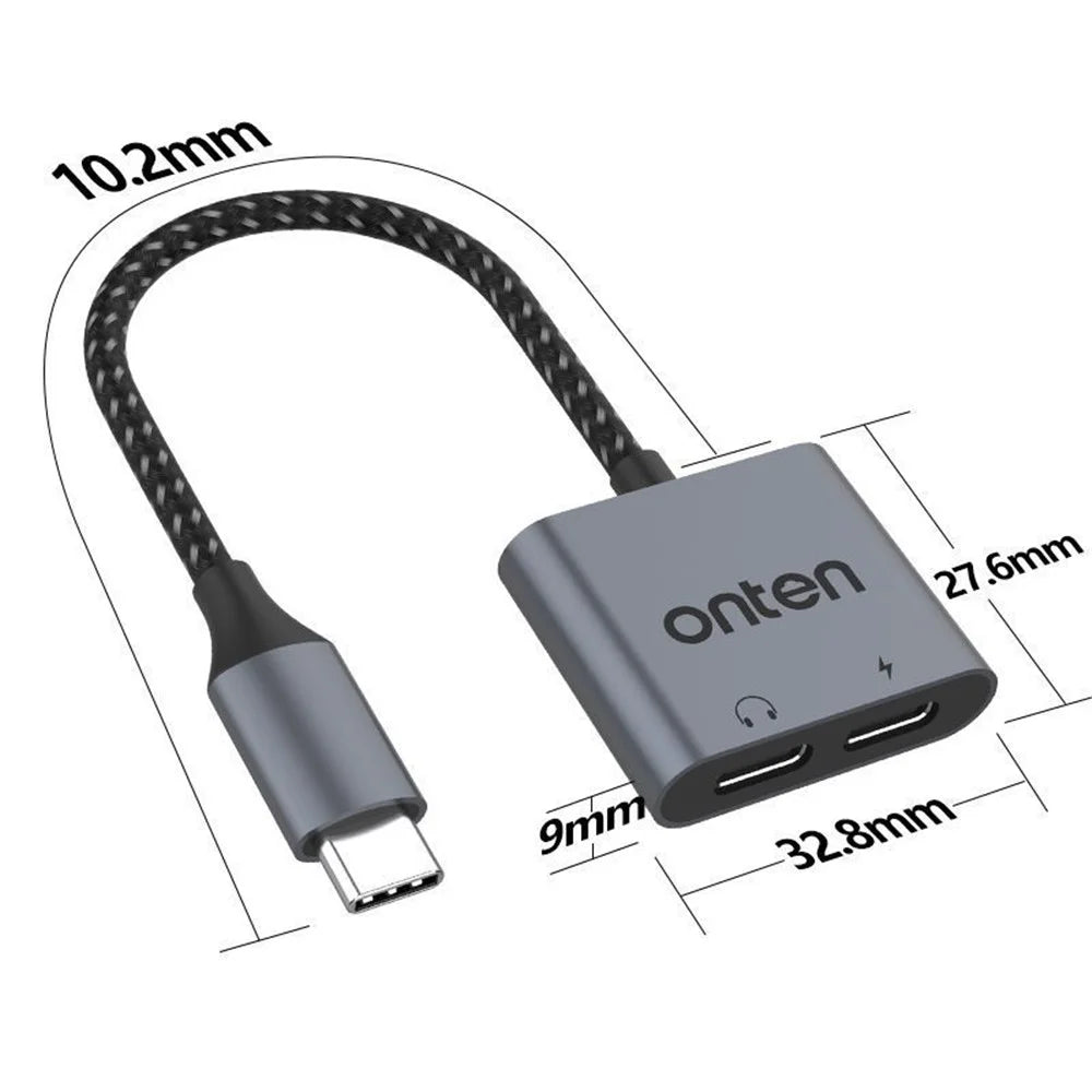 ONTEN OTN-289 Type-C to Type-C Digital Audio + PD 30W Charging Type-C Aluminum Alloy Adapter - 5