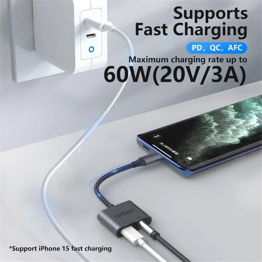 ONTEN OTN-288 Type-C to 3.5mm + Type-C Charging Headphone Adapter Audio Converter - 2