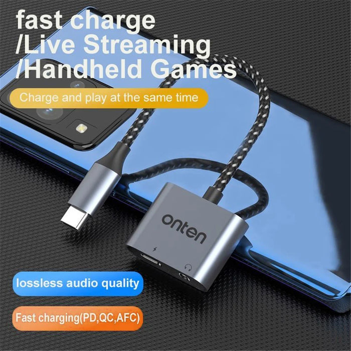 ONTEN OTN-288 Type-C to 3.5mm + Type-C Charging Headphone Adapter Audio Converter - 4