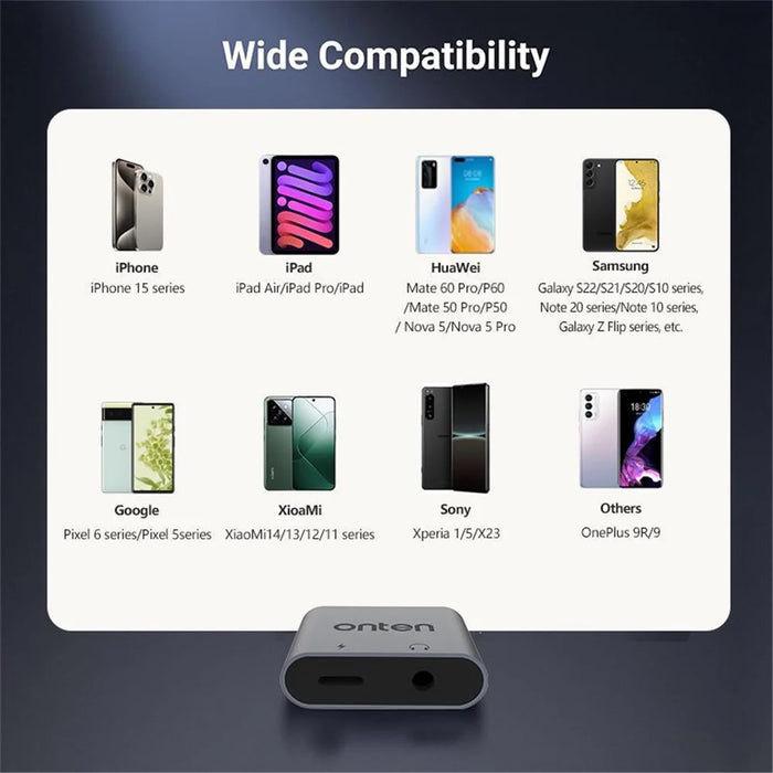 ONTEN OTN-288 Type-C to 3.5mm + Type-C Charging Headphone Adapter Audio Converter - 6
