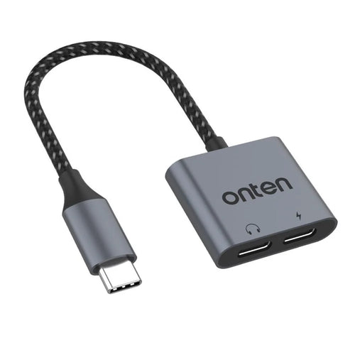 ONTEN OTN-290 Type-C to Type-C Digital Audio + Type-C Charging Adapter Aluminum Alloy Converter - 1