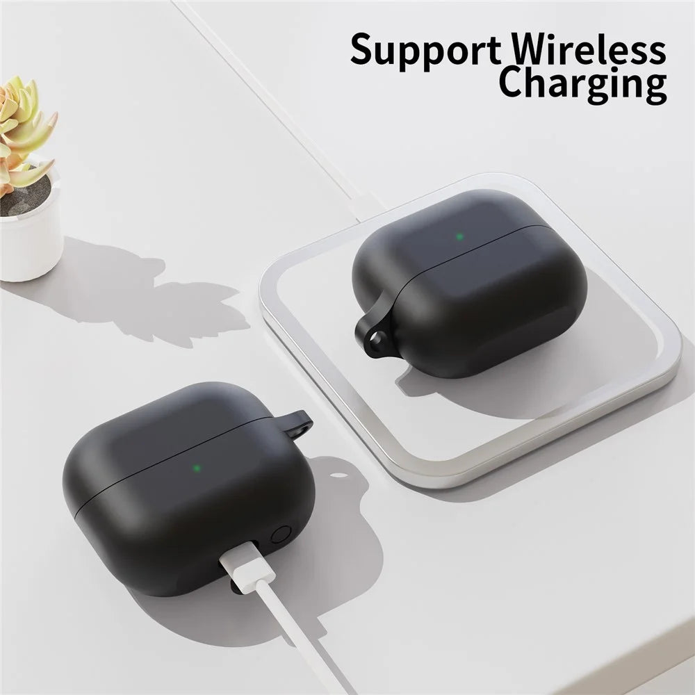 For Samsung Galaxy Buds3 Pro Silicone Case Earbuds Protective Cover with Carabiner - Black - 3