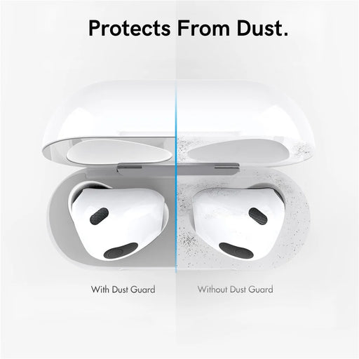 AHASTYLE PT68 2 PCS Metal Nickel Sticker For AirPods 4 , Ultra Thin Dust Guard Protective Film - Silver - 2