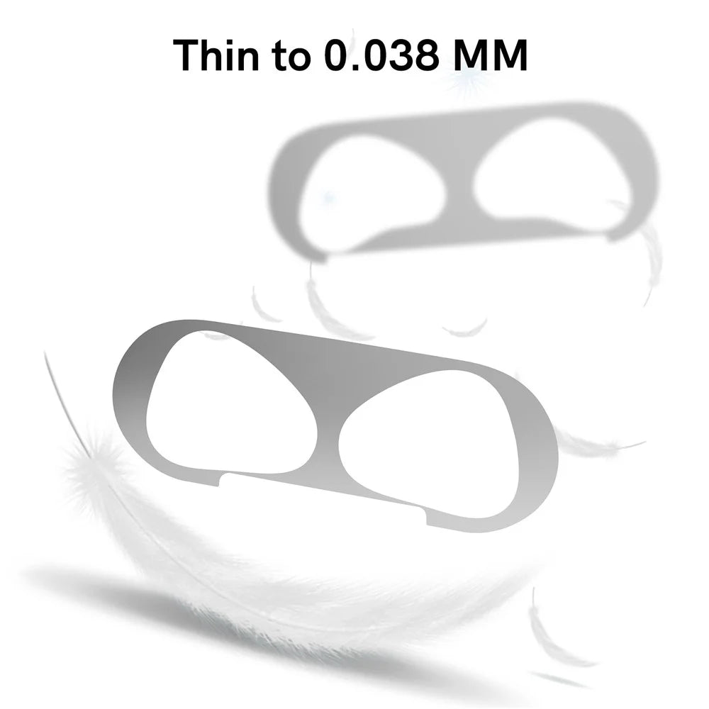 AHASTYLE PT68 2 PCS Metal Nickel Sticker For AirPods 4 , Ultra Thin Dust Guard Protective Film - Silver - 3