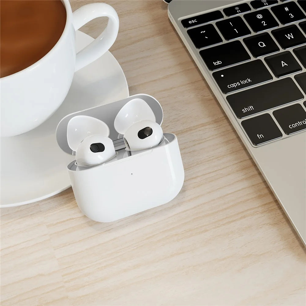 AHASTYLE PT68 2 PCS Metal Nickel Sticker For AirPods 4 , Ultra Thin Dust Guard Protective Film - Silver - 5