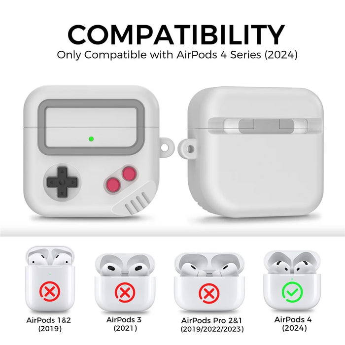 AHASTYLE JY21 For AirPods 4 Protective Case Split Design Cartoon Silicone Earphone Cover with Carabiner - Grey - 7