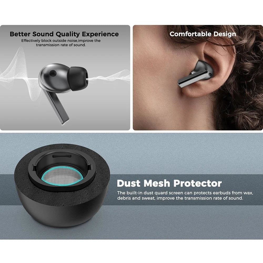 AHASTYLE WG168 3 Pairs For Samsung Galaxy Buds3 Pro Silicone Ear Tips Bluetooth-Compatible Earbuds Caps, Size: S + M + L - Black - 7