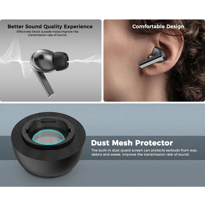 AHASTYLE WG168 1 Pairs For Samsung Galaxy Buds3 Pro Silicone Ear Tips Size S Bluetooth-Compatible Earbuds Caps - Black - 7