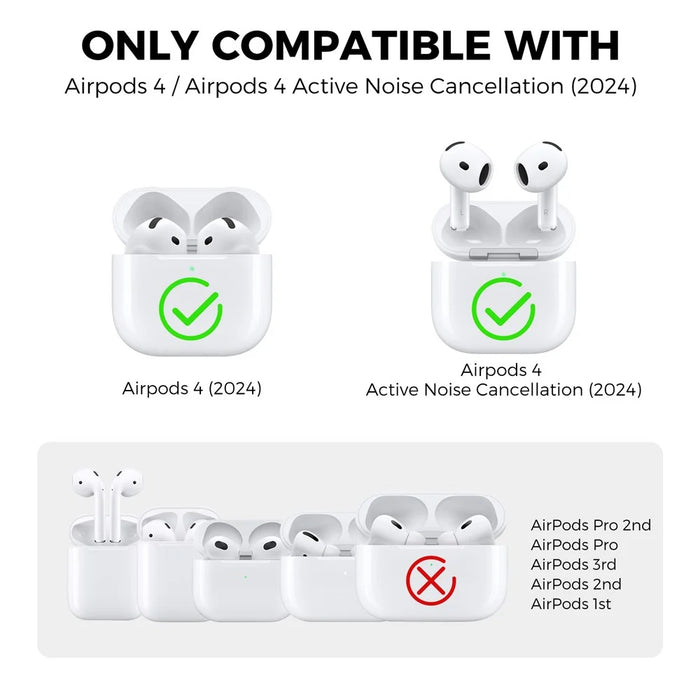 AHASTYLE WG167 For AirPods 4 Protective Case Integrated Safety Lock Switch Button Earphone Cover with Carabiner - Black - 6