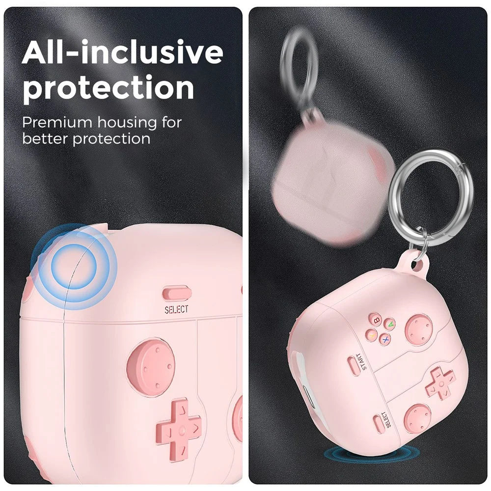 AHASTYLE LC13 Earbuds Case For Samsung Galaxy Buds Pro / Buds Live / Buds2 / Buds2 Pro / Buds FE , Gaming Design Silicone Cover - Pink - 4