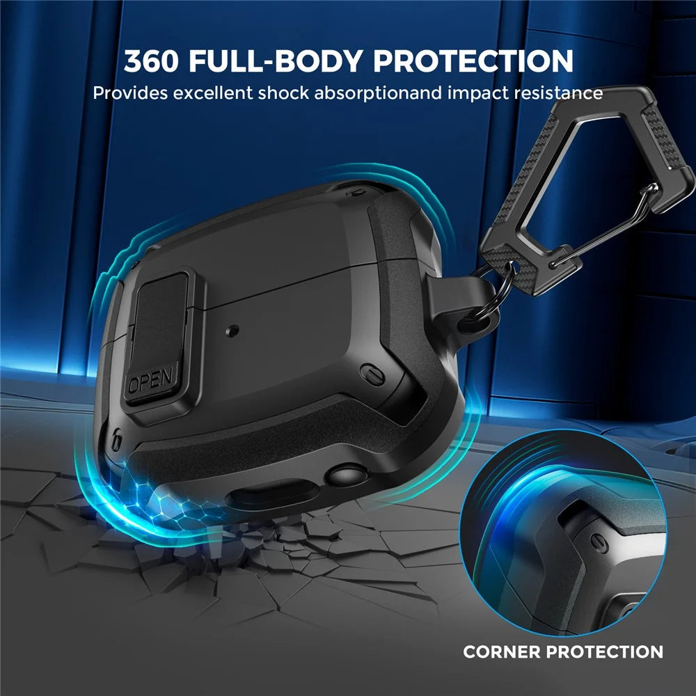 AHASTYLE WG171 For Samsung Galaxy Buds3 / Buds3 Pro Case TPU Anti Drop Protective Earphone Cover with Carabiner - Black - 3