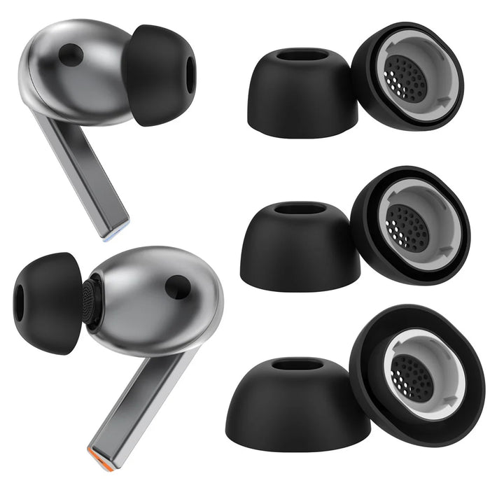 AHASTYLE WG173 3 Pairs Size L Silicone Eartips for Samsung Galaxy Buds3 Pro Bluetooth-Compatible Earbuds Replacement Tips - Black - 2
