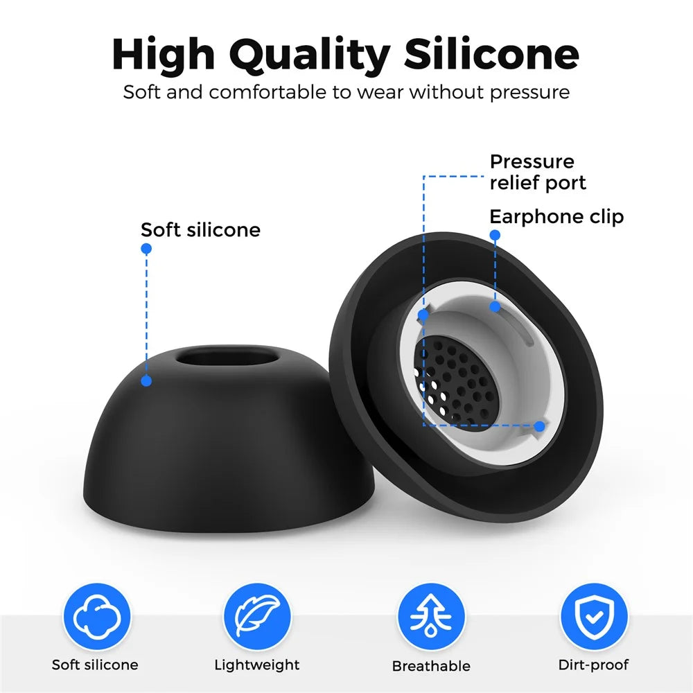 AHASTYLE WG173 3 Pairs Size L Silicone Eartips for Samsung Galaxy Buds3 Pro Bluetooth-Compatible Earbuds Replacement Tips - Black - 4