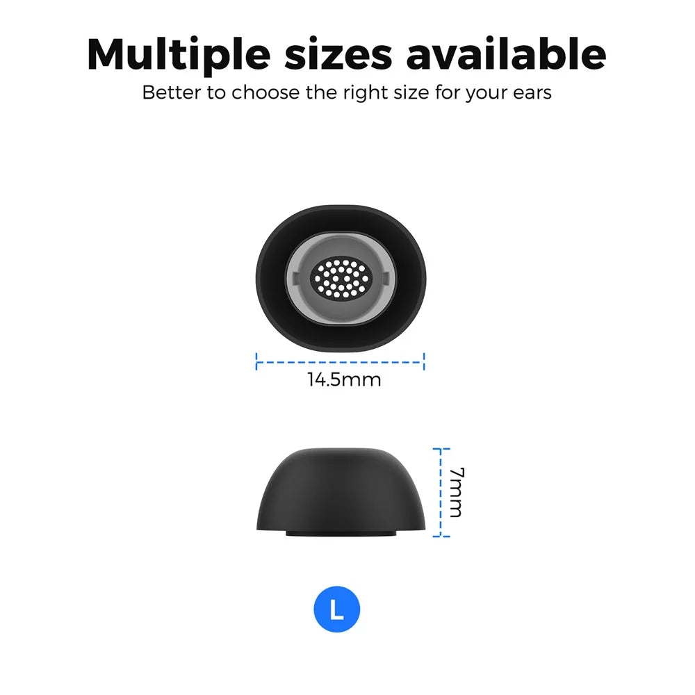 AHASTYLE WG173 3 Pairs Size L Silicone Eartips for Samsung Galaxy Buds3 Pro Bluetooth-Compatible Earbuds Replacement Tips - Black - 7